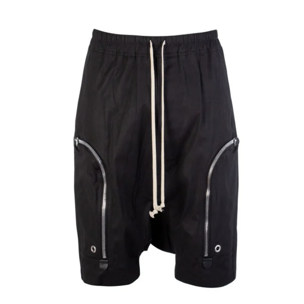 RICK OWENS CARGO PODS SHORTS BLACK Zipper Drawstring Tecuatl Size IT 48